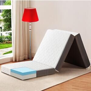 4 Inch Tri Folding Mattress Full Size Storage Bag, Foldable Memory Foam Topper